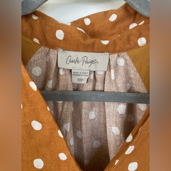 Charlie Paige Polka Dot Brown and White Dress with Pockets - Picture 4 of 6